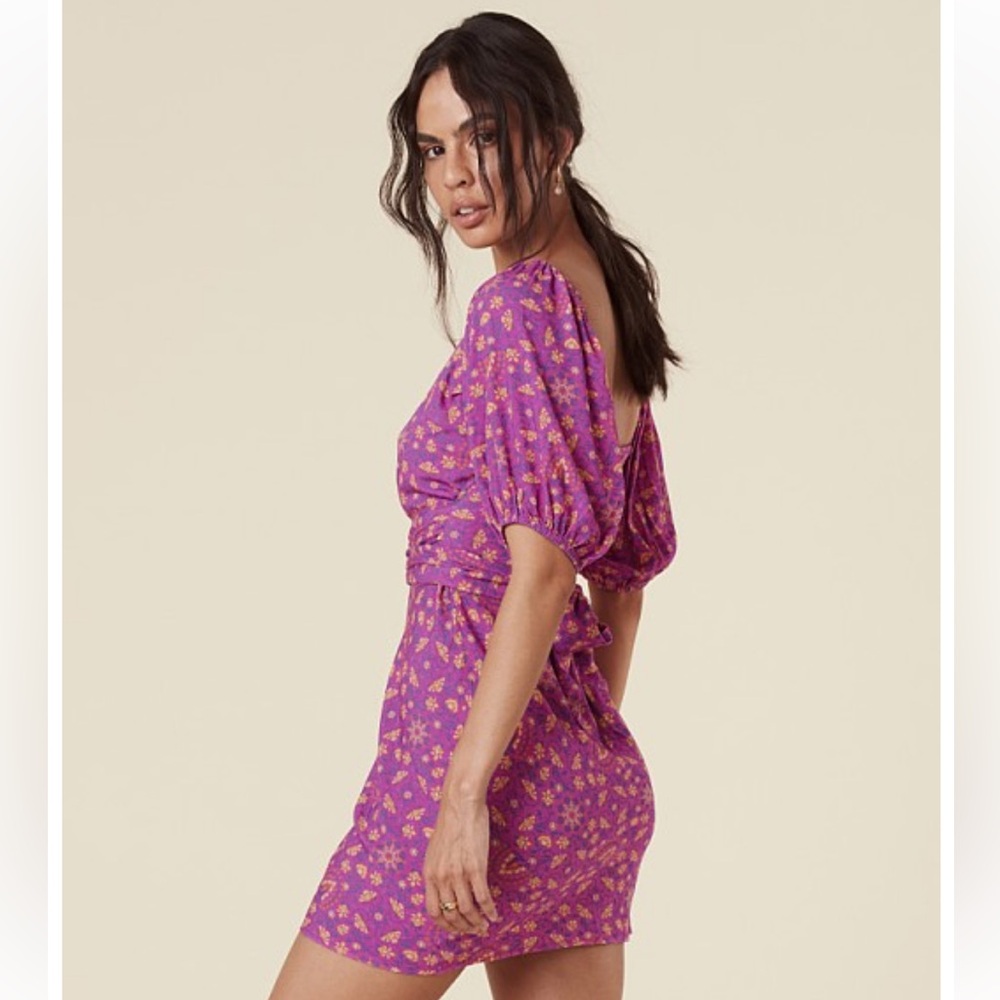Spell Madame Peacock Sweetheart Mini Dress Boysenberry Size Large - Picture 3 of 12